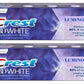 Crest 2 x 104g Pack 3D White Luminous Mint Teeth Whitening Toothpaste BRAND NEW