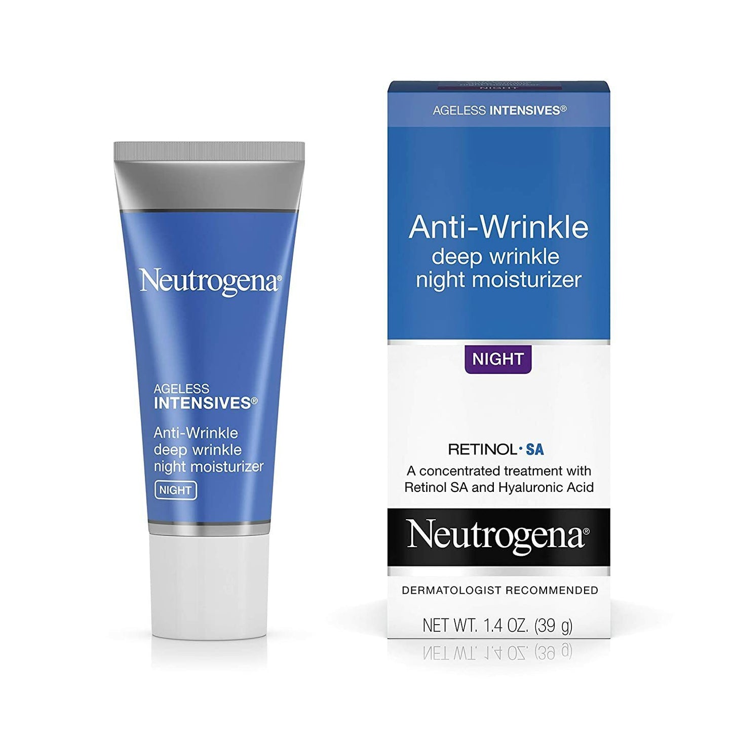 Neutrogena Ageless Anti Wrinkle Repair Night Moisturiser Cream + Retinol SA 39g