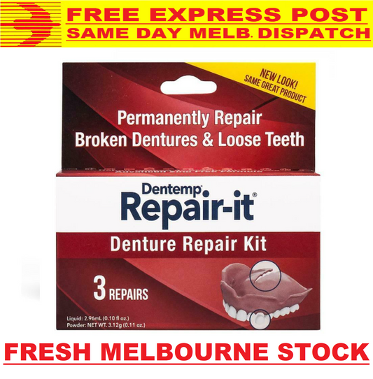 DENTEMP DENTURE REPAIR-IT KIT REPAIR BROKEN CRACKED DENTURE LOOSE TEETH EXPRESS
