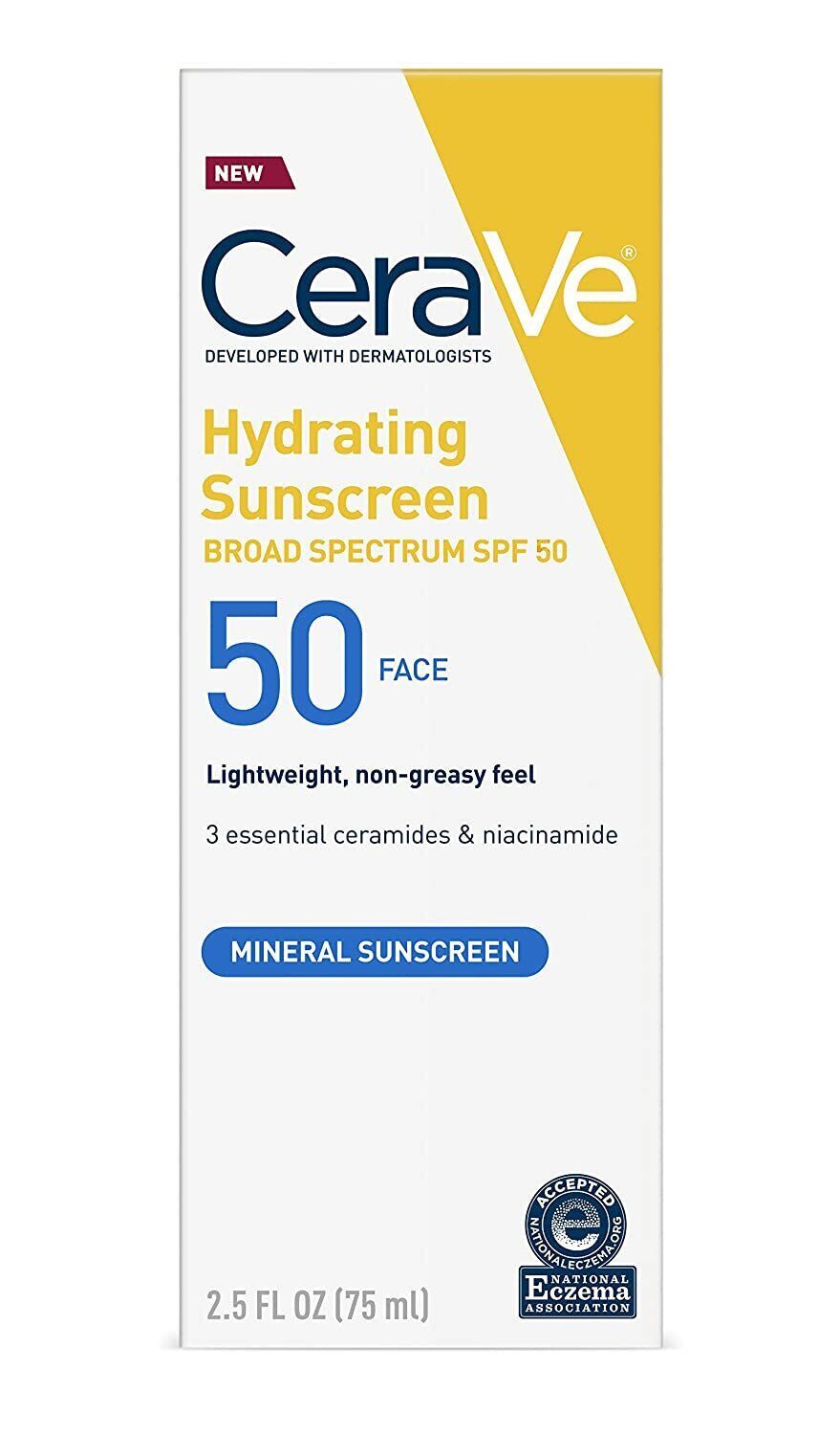 CeraVe Hydrating Mineral Face Sunscreen SPF50 Lightweight Lotion 75mL BRAND NEW