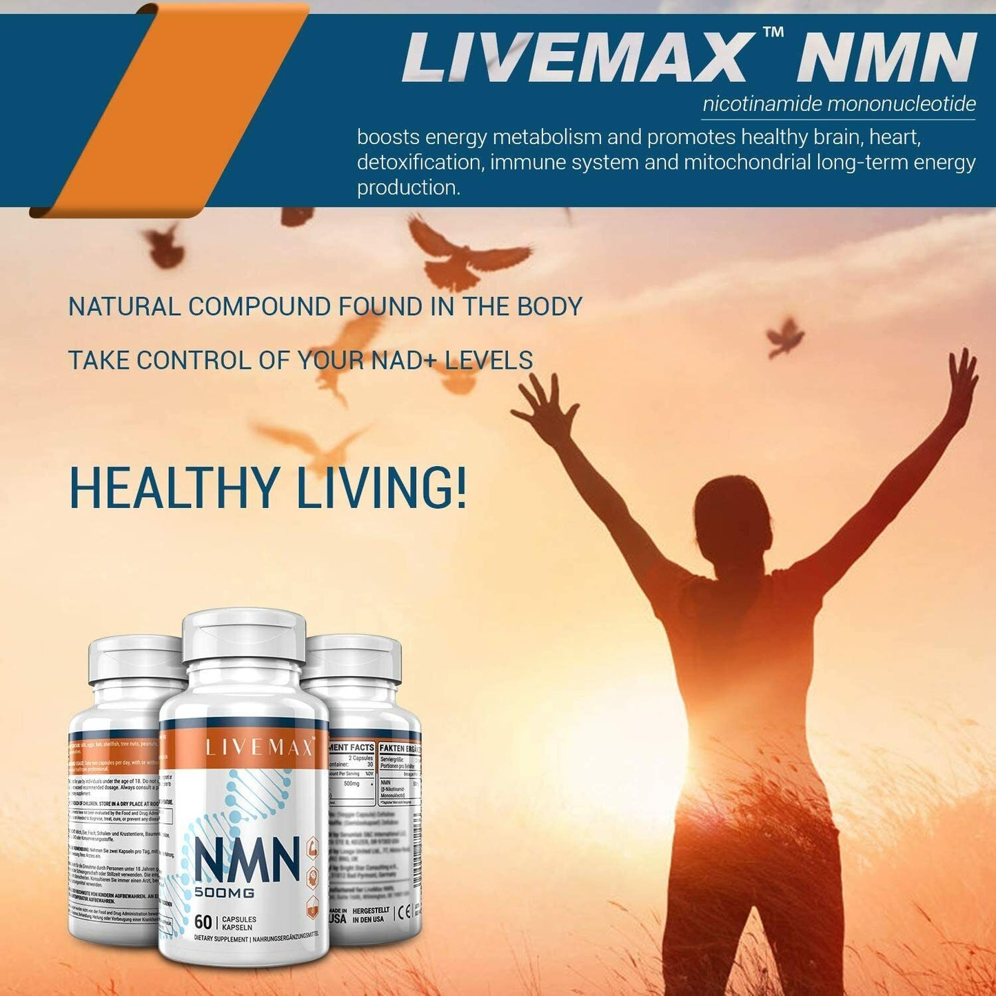 LIVEMAX NMN 500mg 60 Caps Anti Aging NAD+ Booster Immunity - FREE EXPRESS POST