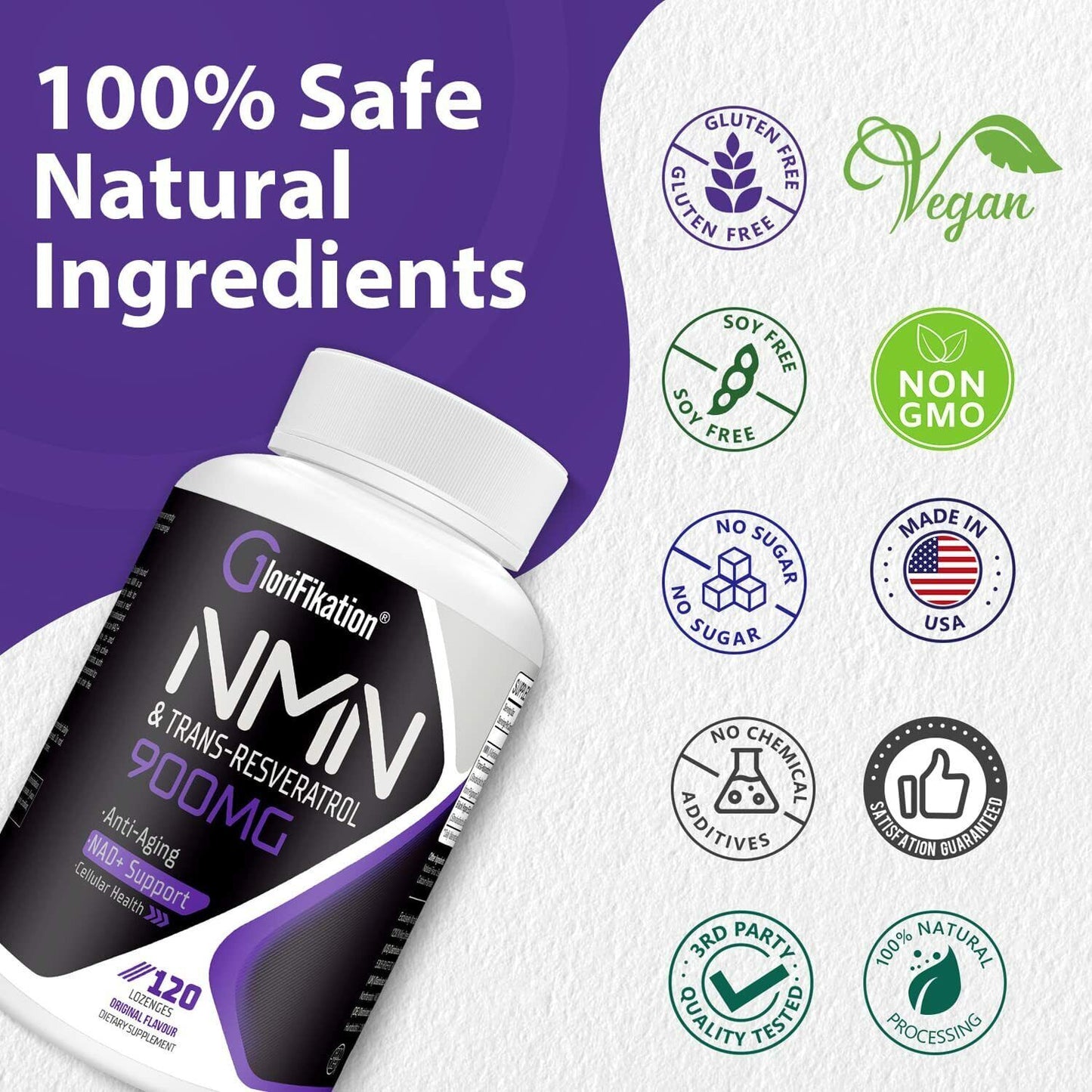NMN 500mg + Resveratrol 400mg NAD+ ANTI-AGING 120 Lozenges - FREE EXPRESS POST