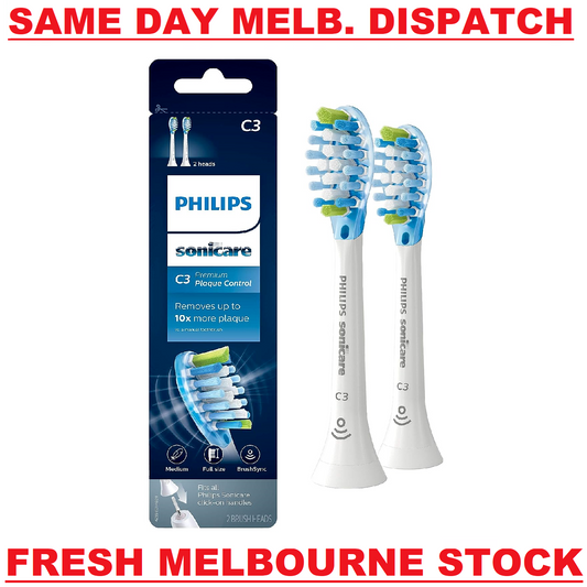 GENUINE Philips SONICARE C3 HX9042/65 Replacement Toothbrush Head WHITE - 2 PACK