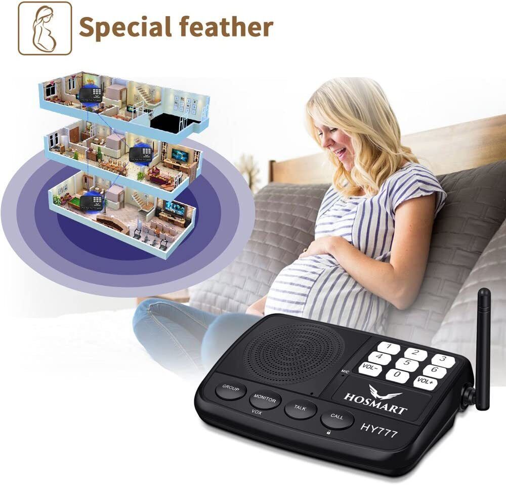 Hosmart Wireless Intercom System 1/2 Mile Long Range 7Channel Security 4 Station