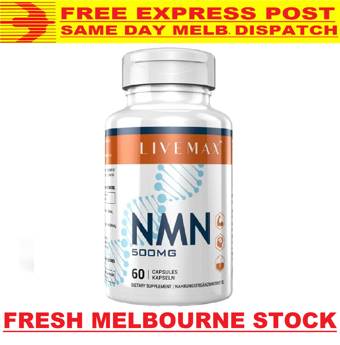 LIVEMAX NMN 500mg 60 Caps Anti Aging NAD+ Booster Immunity - FREE EXPRESS POST
