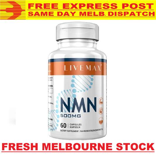 LIVEMAX NMN 500mg 60 Caps Anti Aging NAD+ Booster Immunity - FREE EXPRESS POST