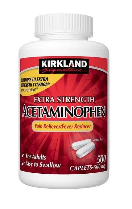 Kirkland PAIN RELIEF EXTRA STRENGTH Acetaminophen 500mg 500 Caps - FREE EXPRESS