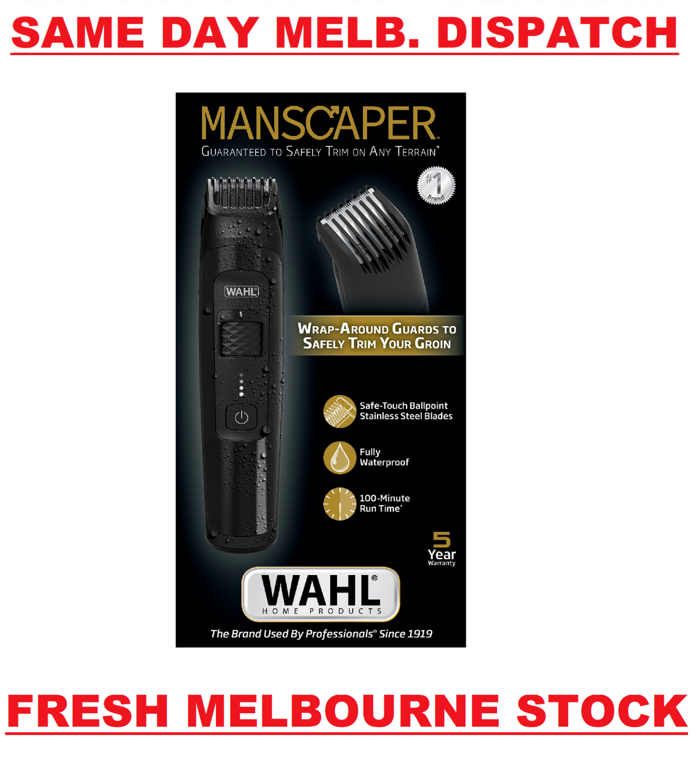 WAHL MANSCAPER Cordless Waterproof Trimmer for Groin and Body Grooming 5618-100