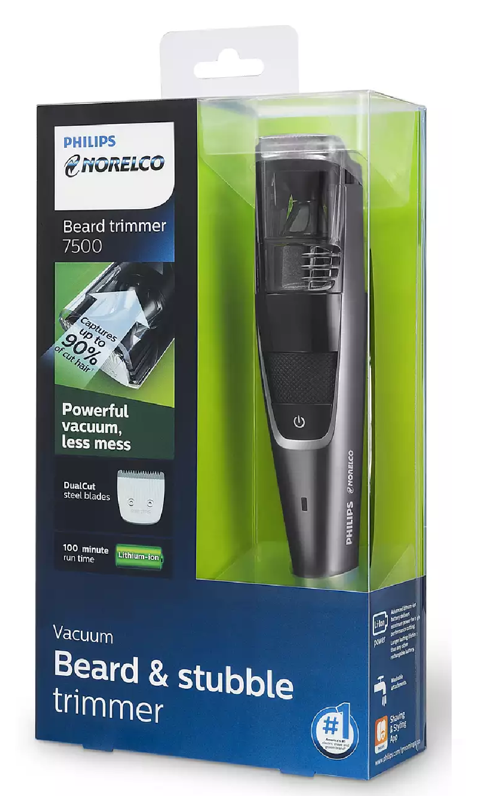 Philips Norelco Beardtrimmer Series 7500 Vacuum Beard Stubble Trimmer BT7515/49