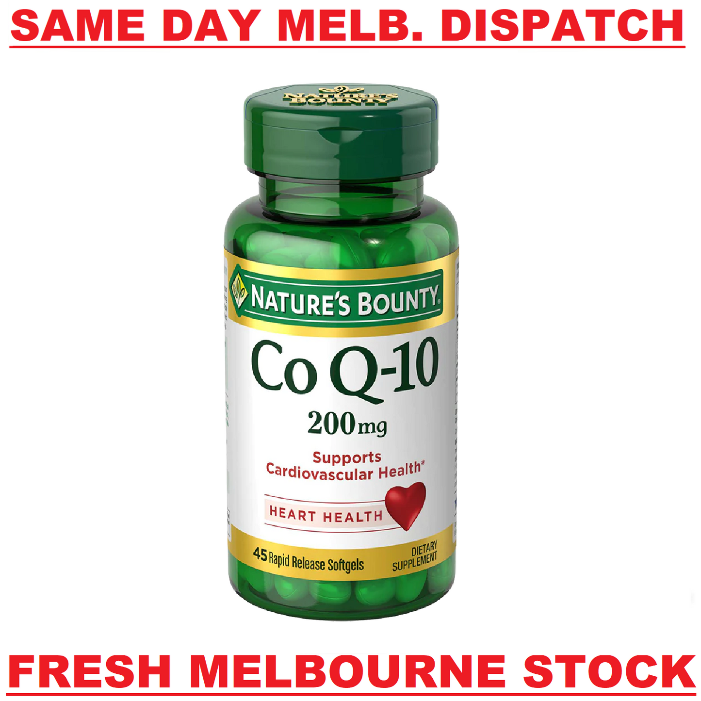 NATURE'S BOUNTY CoQ10 200mg Support Heart Health & Blood Pressure - 45 Soft Gels