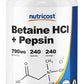 Nutricost Betaine HCL + Pepsin EXTRA STRENGTH 790mg 240 Caps - FREE EXPRESS POST