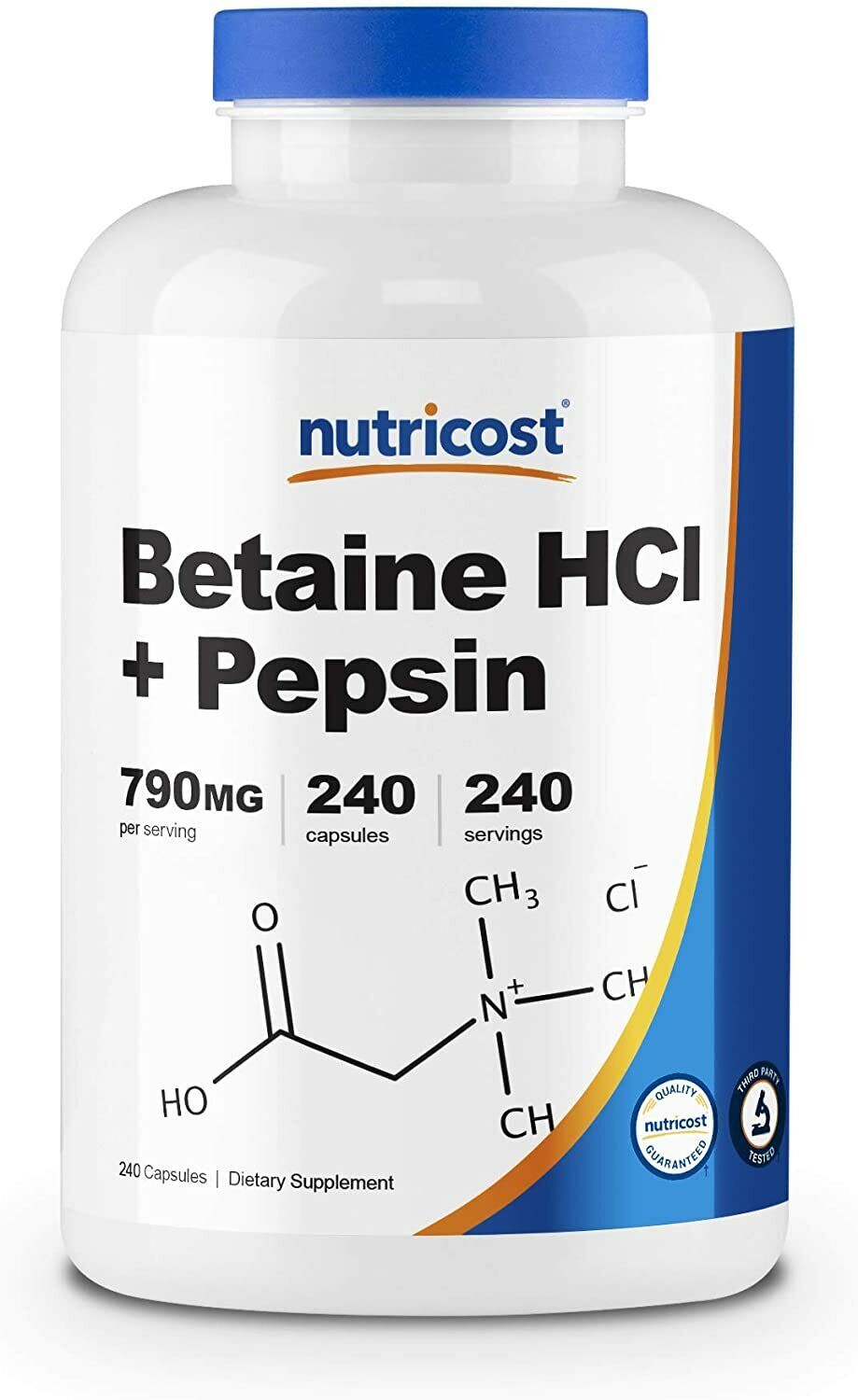 Nutricost Betaine HCL + Pepsin EXTRA STRENGTH 790mg 240 Caps - FREE EXPRESS POST