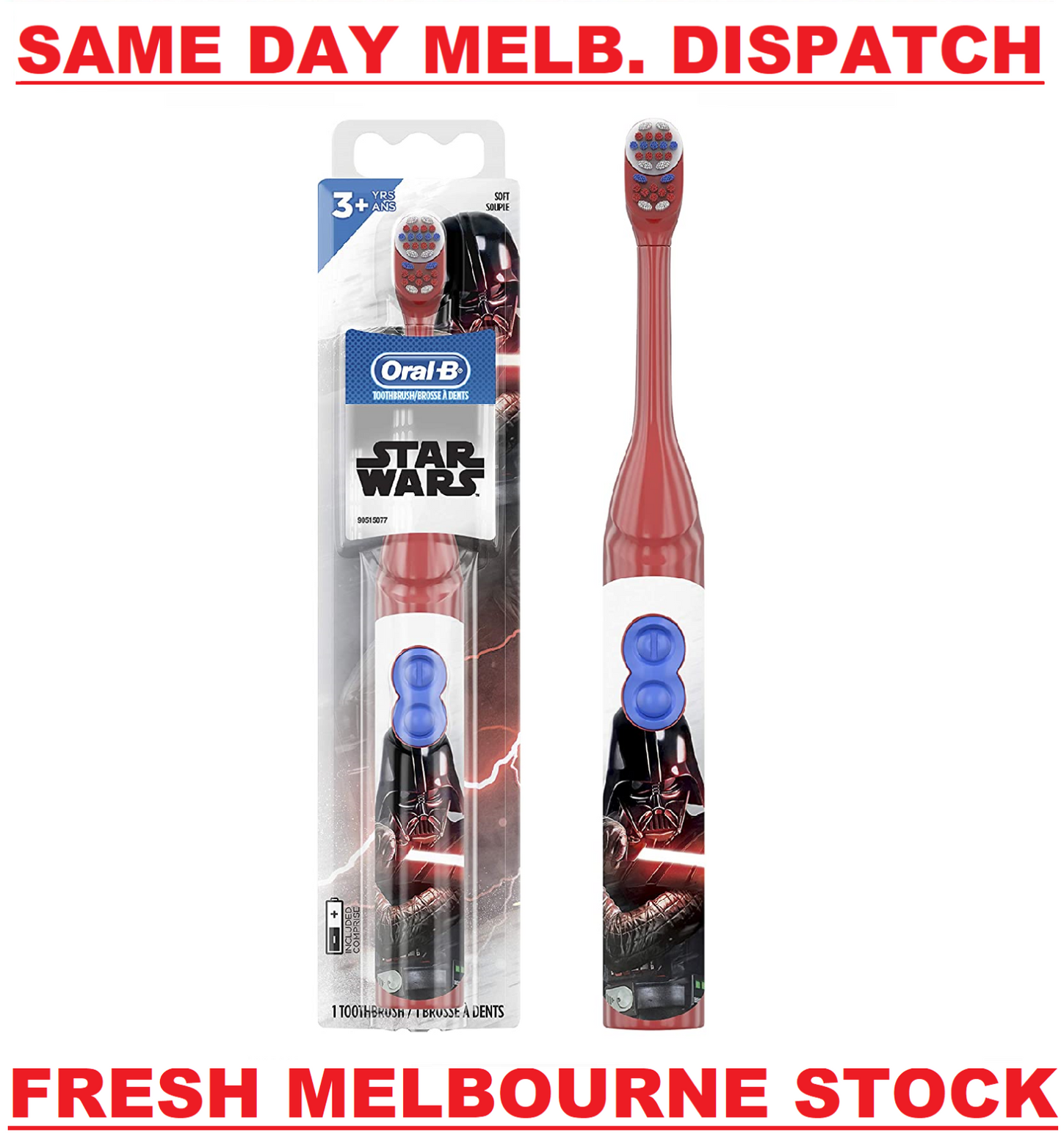 Oral-B Kids - Battery Power Toothbrush - Soft 3+ Years - Star Wars Darth Vader