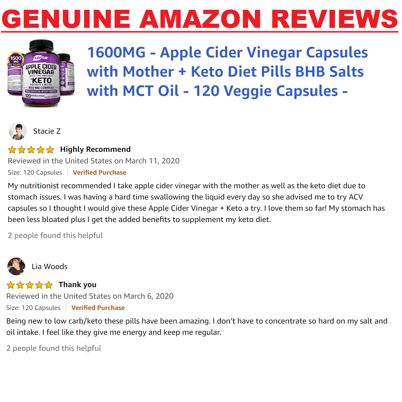 NutriFlair Apple Cider Vinegar + KETO BHB Diet Pills 120c ADVANCED WEIGHT LOSS