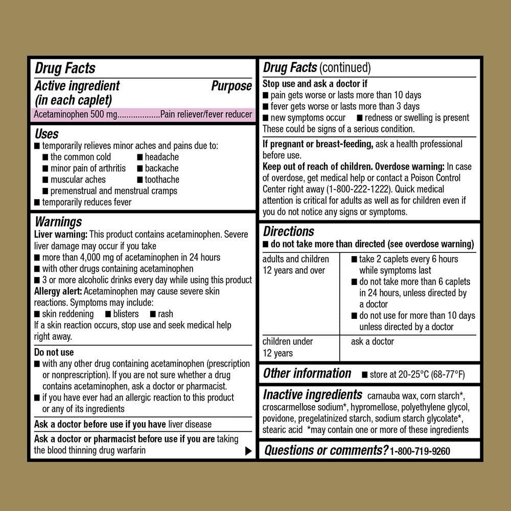 GoodSense PAIN RELIEF EXTRA STRENGTH Acetaminophen 500mg 500 Caps - FREE EXPRESS