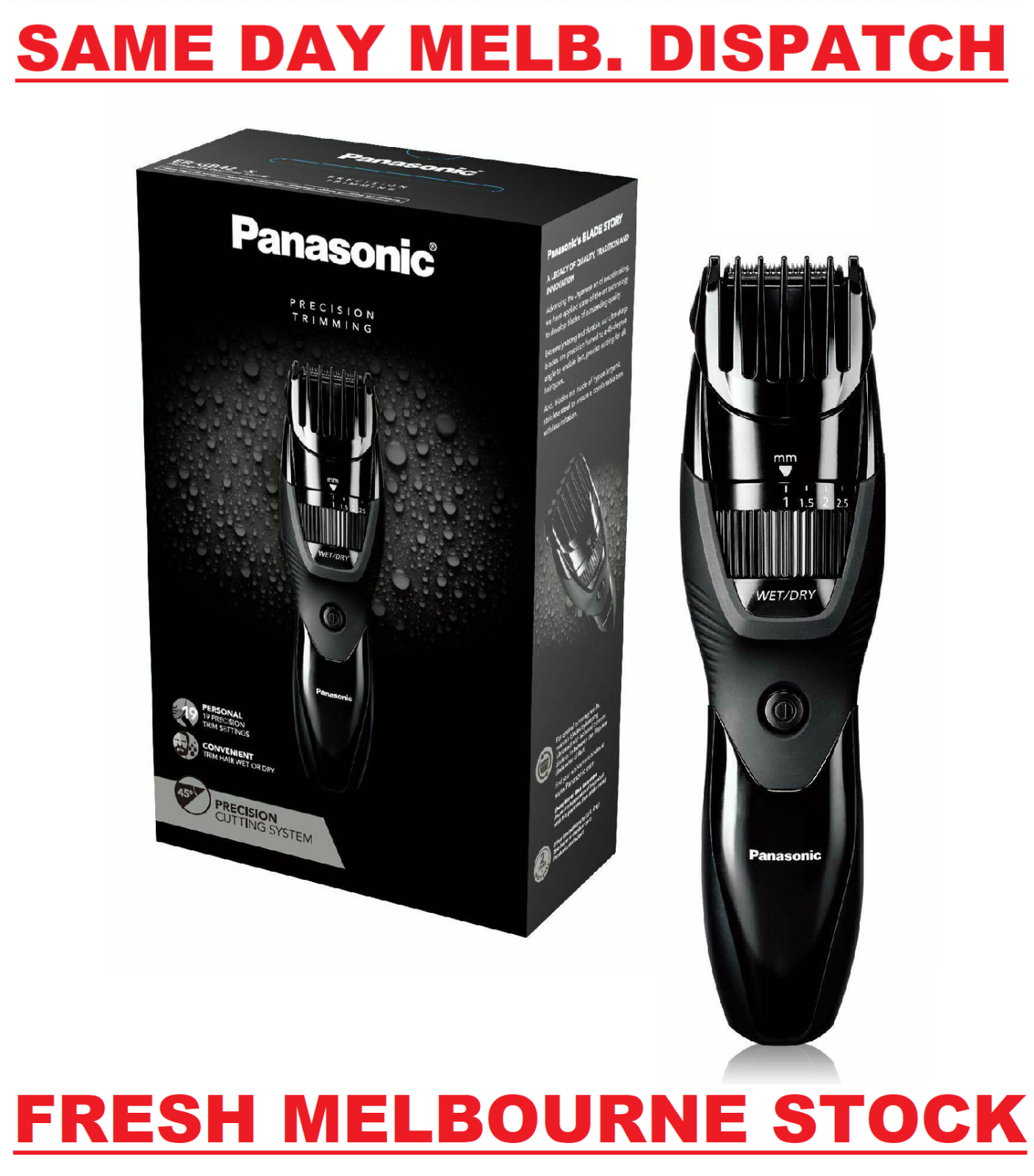 Panasonic Precision Rechargeable 19 Length Wet Dry Beard Hair Trimmer ER-GB42-K