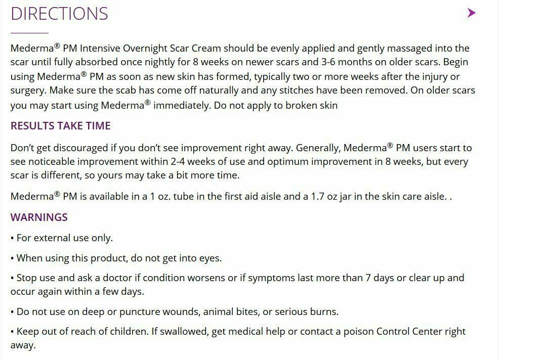 Mederma PM Intensive Overnight Scar Gel Cream Old or New Scars Injury Burns Acne