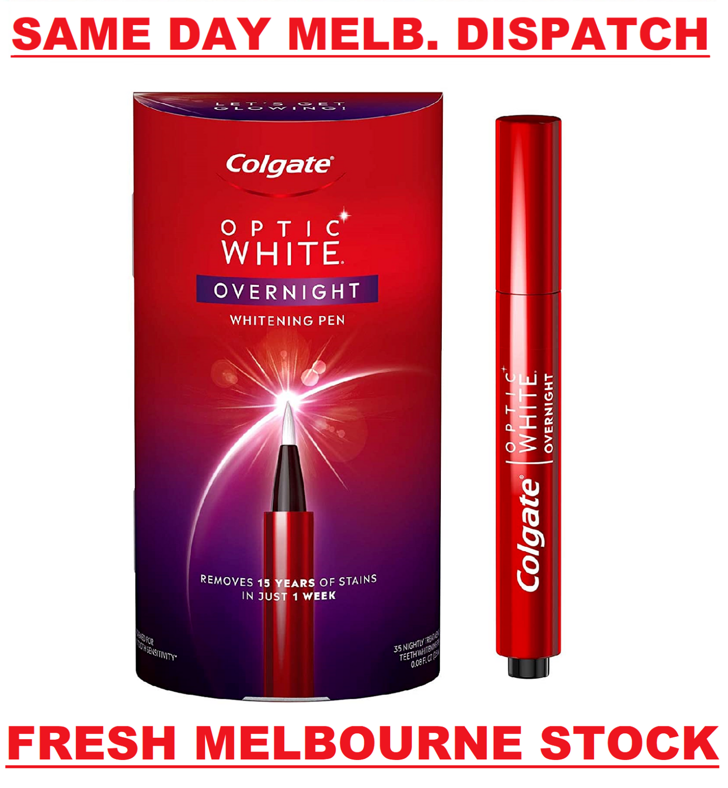 COLGATE Optic White Overnight Teeth Whitening Pen - 35 Treatments - USA VERSION