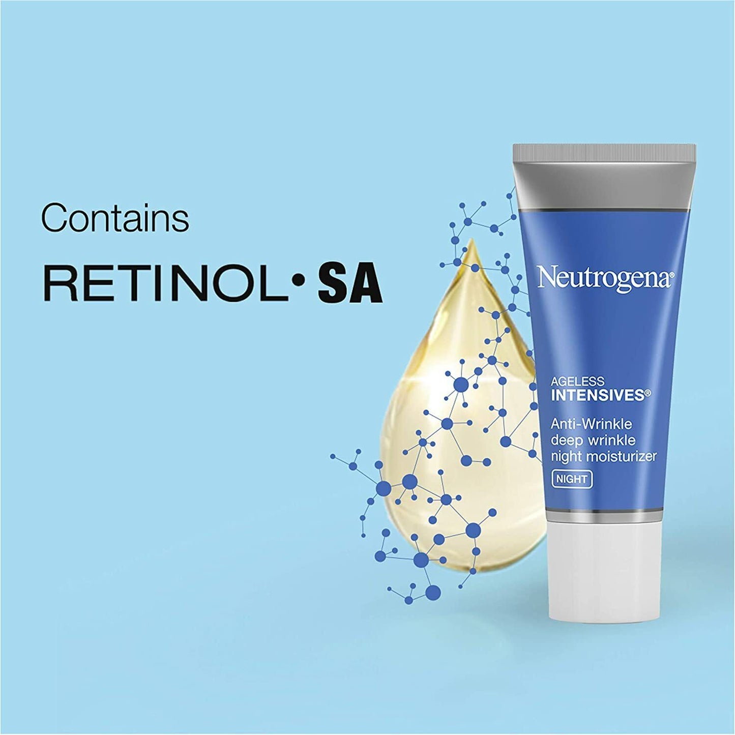 Neutrogena Ageless Anti Wrinkle Repair Night Moisturiser Cream + Retinol SA 39g