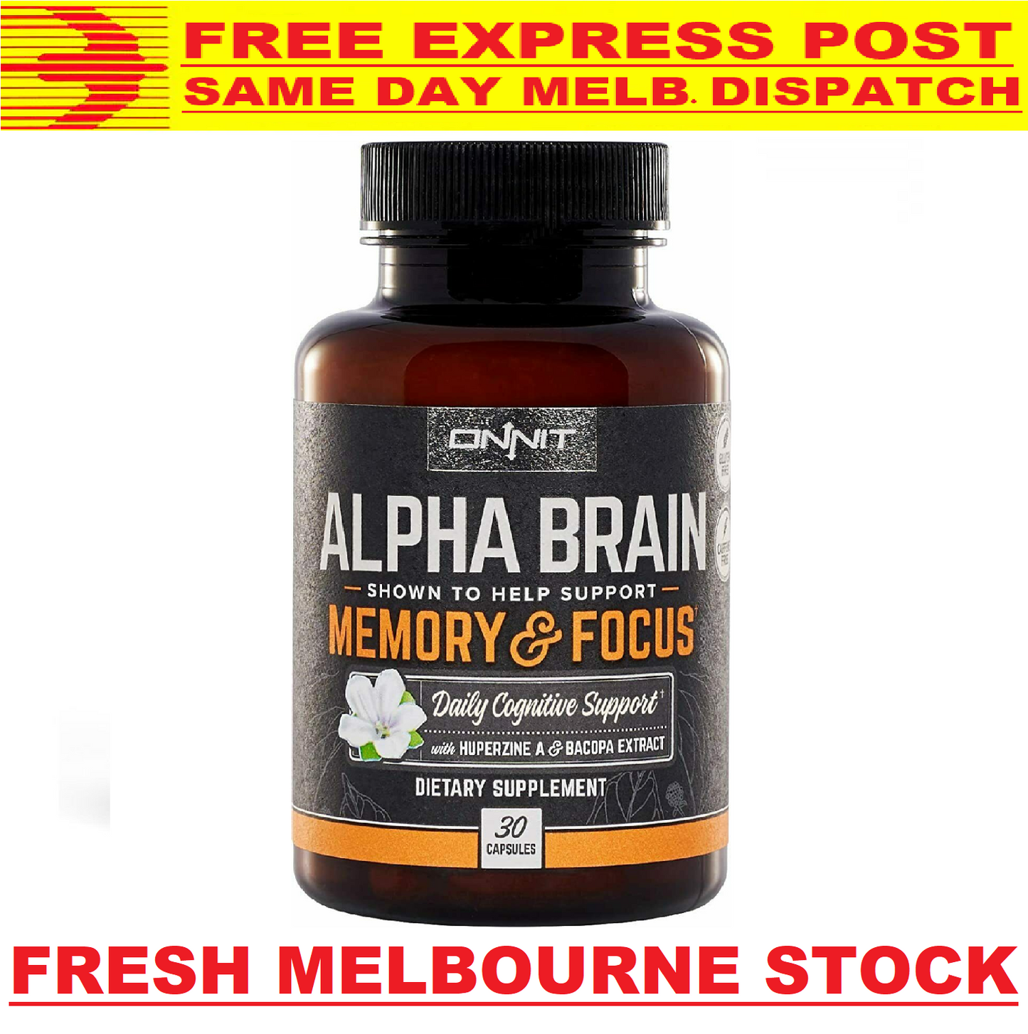 ONNIT Alpha BRAIN 30 Caps Joe Rogan JRE Nootropic Alpha GPC Huperzine Bacopa NEW