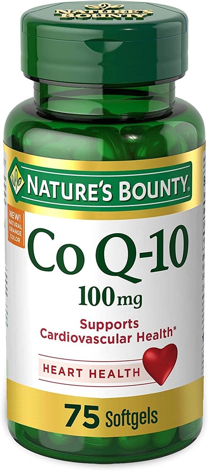 NATURE'S BOUNTY CoQ10 100mg Support Heart Health & Blood Pressure - 75 Soft Gels