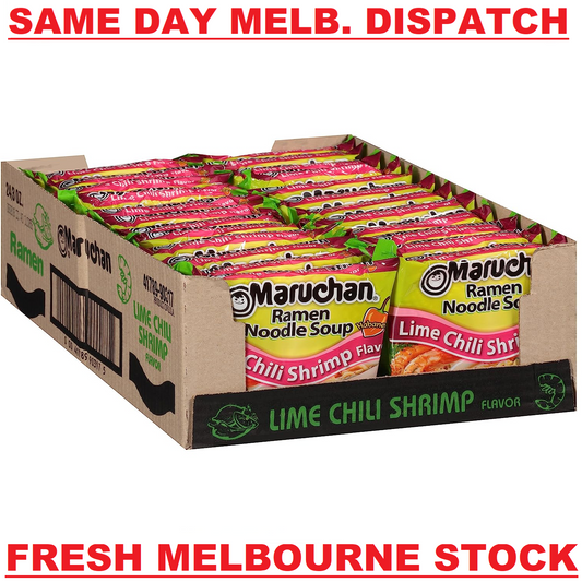 Maruchan Ramen Instant Noodles - Lime Chilli Shrimp - 1 Box (24 Packets x 85g)