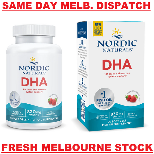 NORDIC NATURALS DHA 830mg Omega-3 DHA & EPA Fish Oil - 90 Soft Gels Strawberry