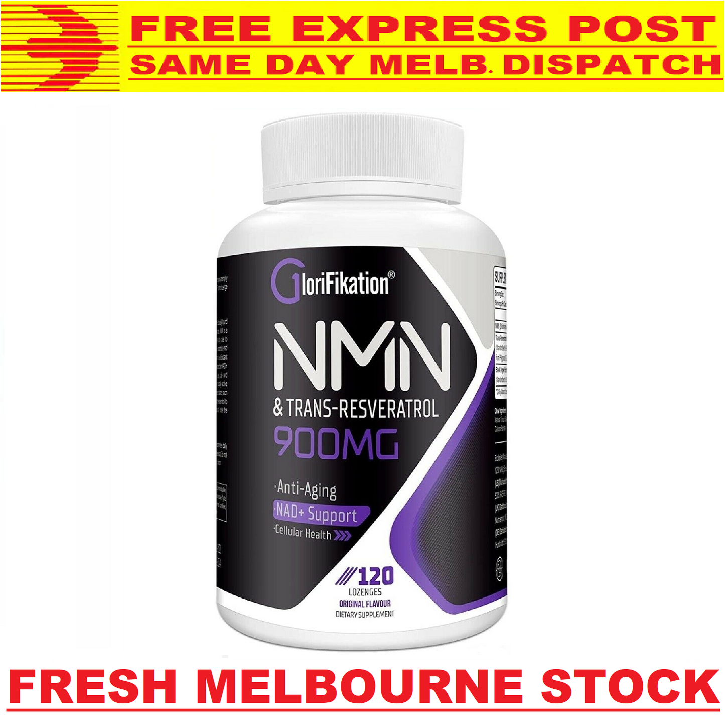 NMN 500mg + Resveratrol 400mg NAD+ ANTI-AGING 120 Lozenges - FREE EXPRESS POST