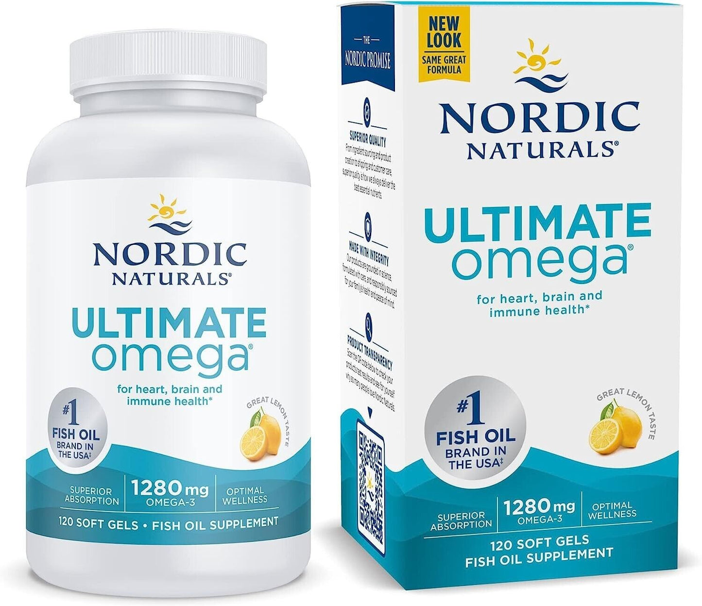 NORDIC NATURALS Ultimate Omega 1280mg EPA & DHA Fish Oil - 120 Soft Gels Lemon