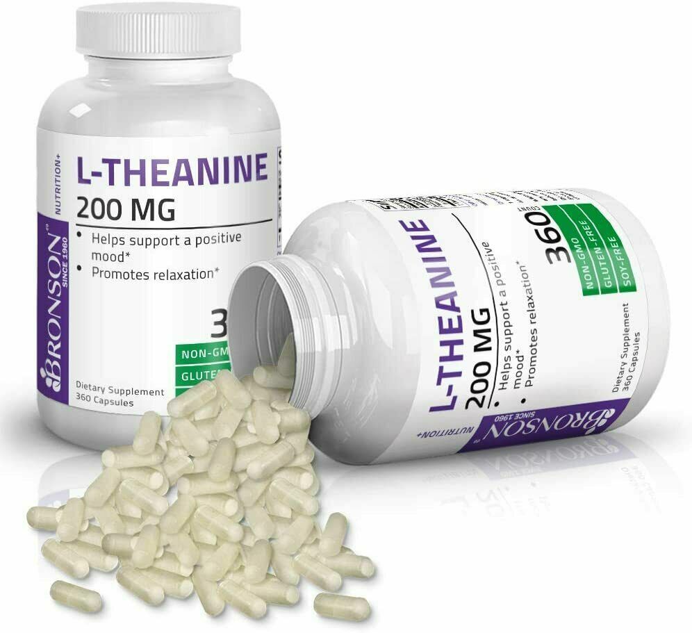 L-Theanine 200mg 360 Caps Bronson DOUBLE STRENGTH PREMIUM QUALITY Sleep Aid!