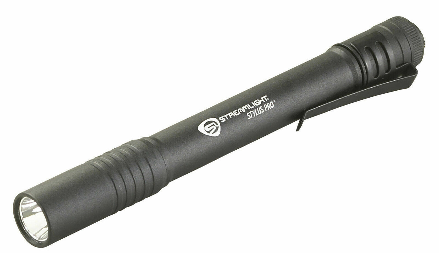 Streamlight 66118 Stylus Pro PenLight + Holster, Black with White LED 100 Lumens