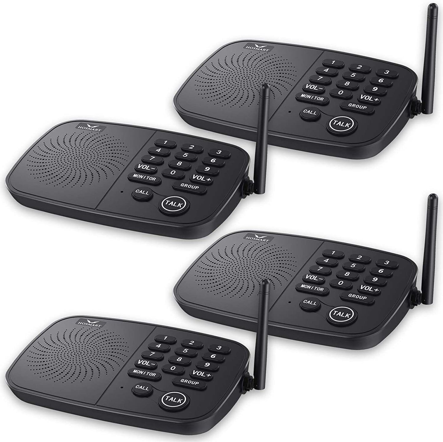 Hosmart Wireless Intercom System 1/2 Mile Long Range 10-Channel 4 Station