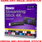 Roku Streaming Stick 4K 3820R 4K UHD HDR ULTRA HD w/ NETFLIX PLEX PRIME VIDEO