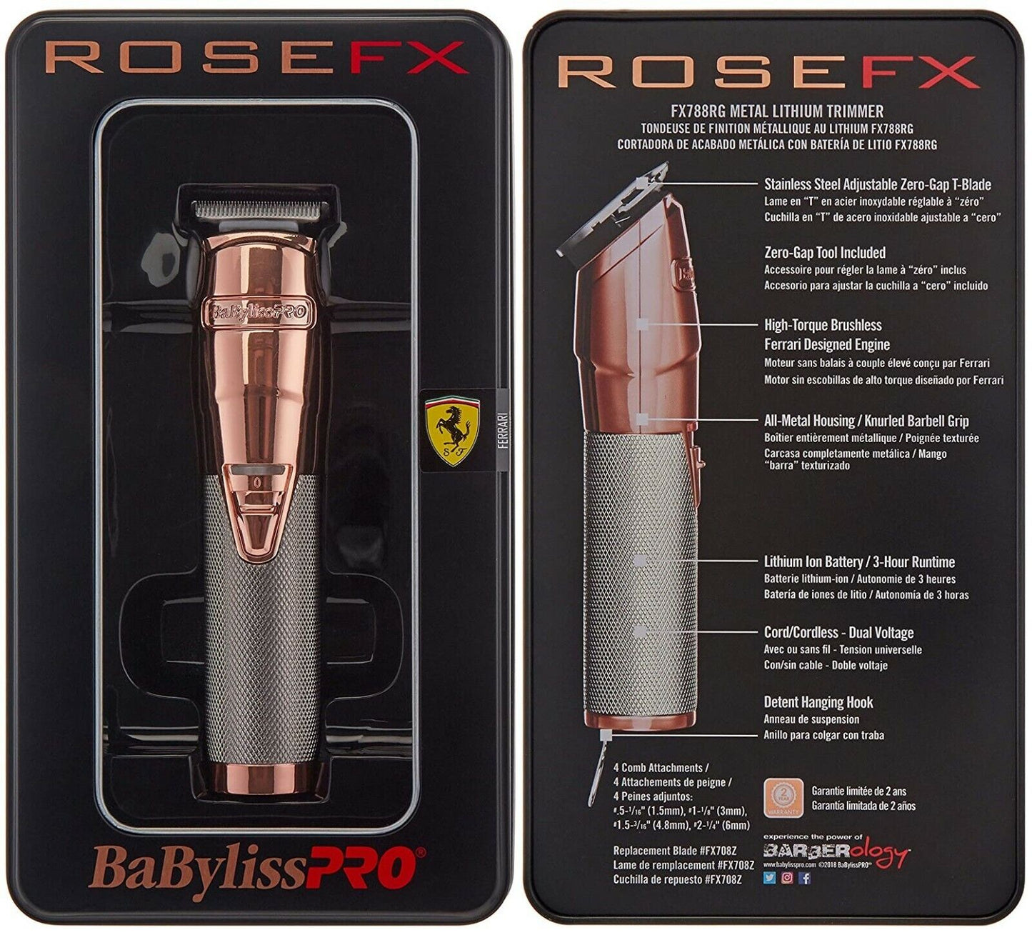 Babyliss Pro RoseFX Metal Lithium Hair Trimmer - Rose FX BabylissPro - FX788RG
