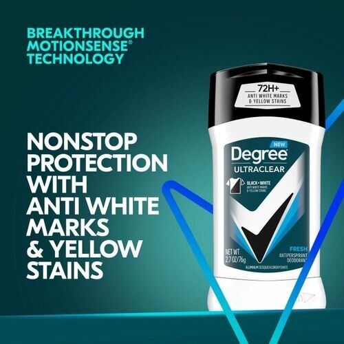 DEGREE Men UltraClear 72HR Antiperspirant Deodorant Stick Anti-Stain FRESH - 76g