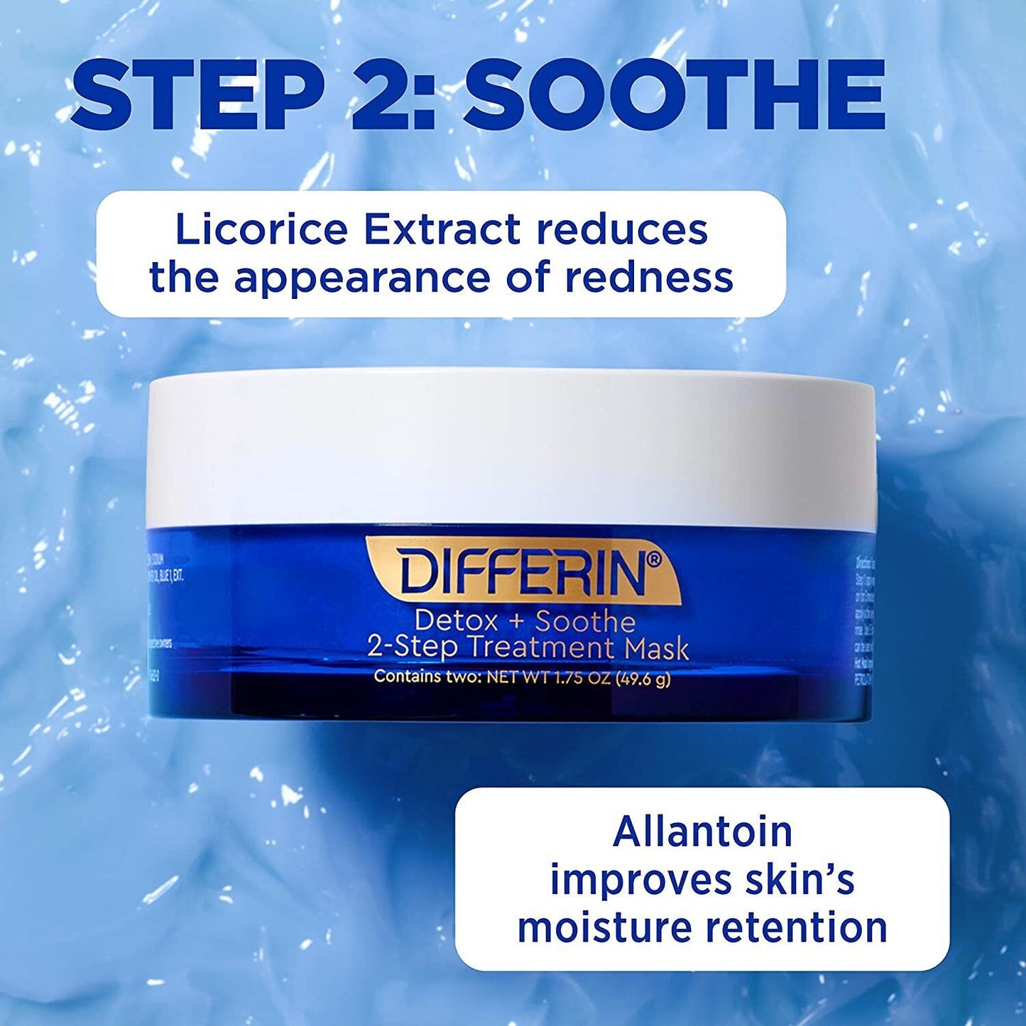 DIFFERIN Detox + Soothe - 2 Step Treatment Clay Mask for Acne Prone Skin 49.6g