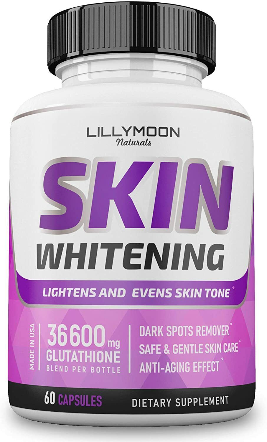 LILLYMOON SKIN WHITENING PILLS 4000mg Glutathione Brightening Lightening 60 Caps