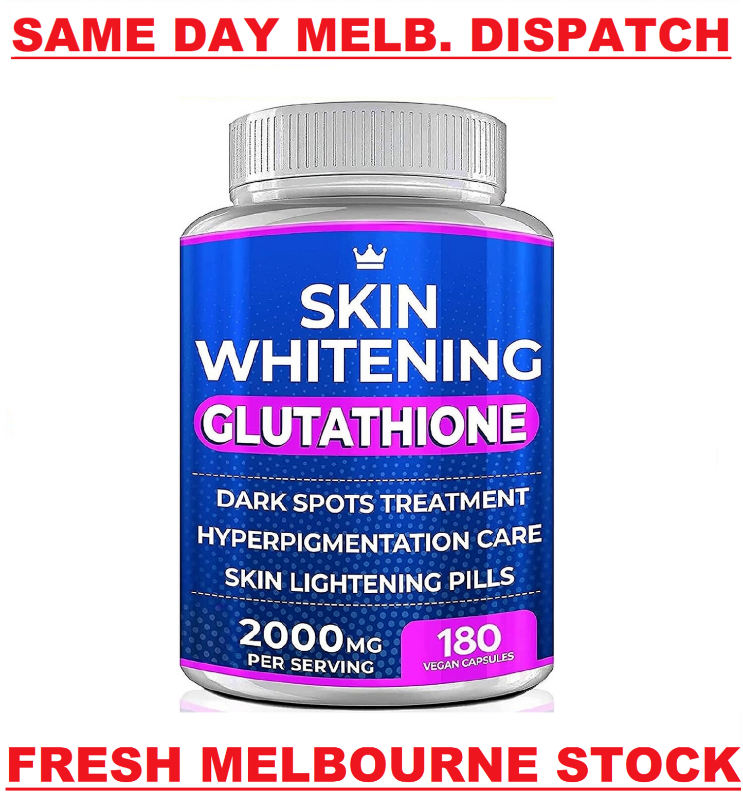 SKIN WHITENING GLUTATHIONE 2000MG 180 VEGAN CAPS BRIGHTENING LIGHTENING PILLS!