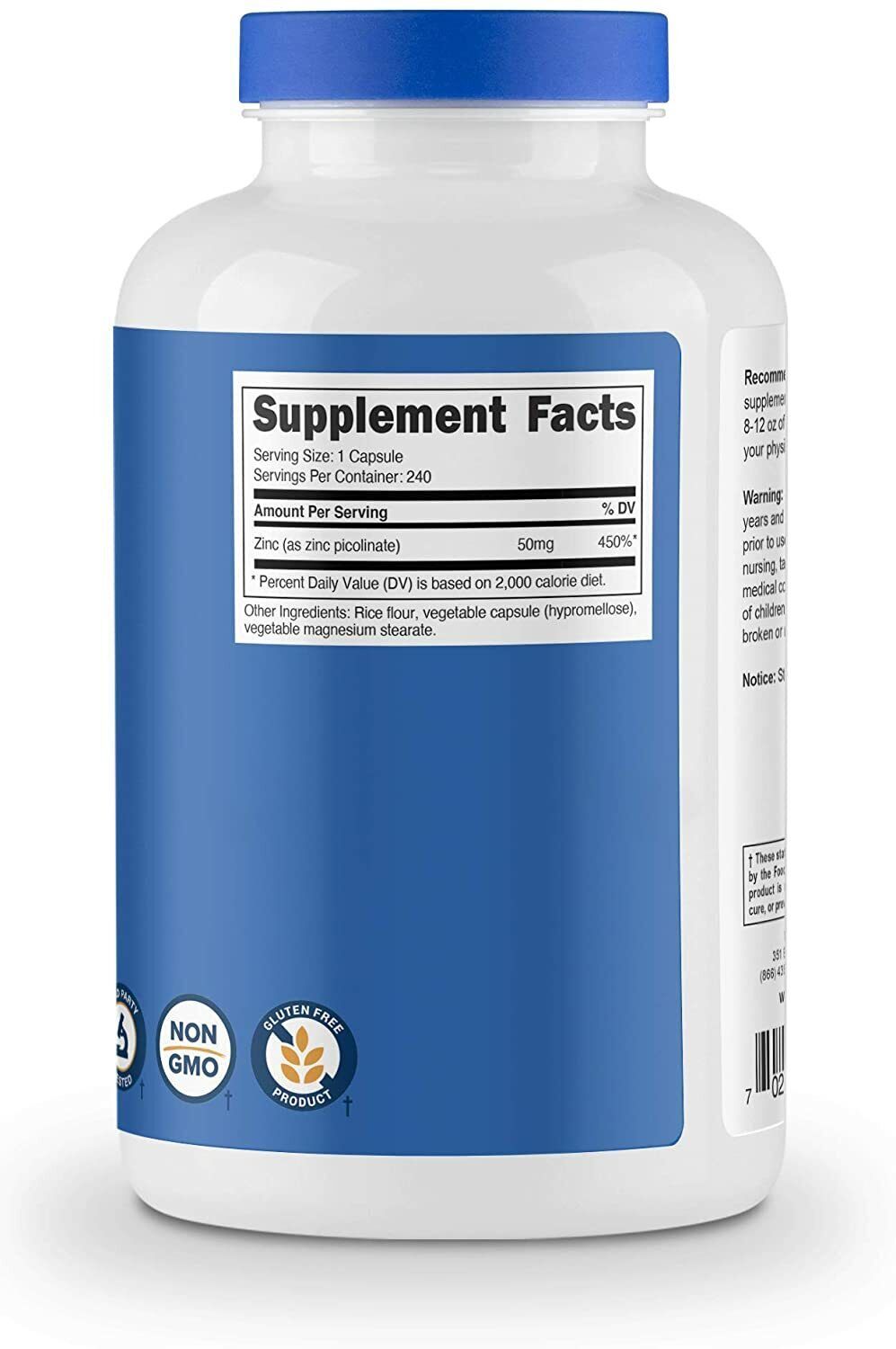 Nutricost Zinc Picolinate 50mg 240 Caps - PREMIUM Quality BEST Value MELB STOCK