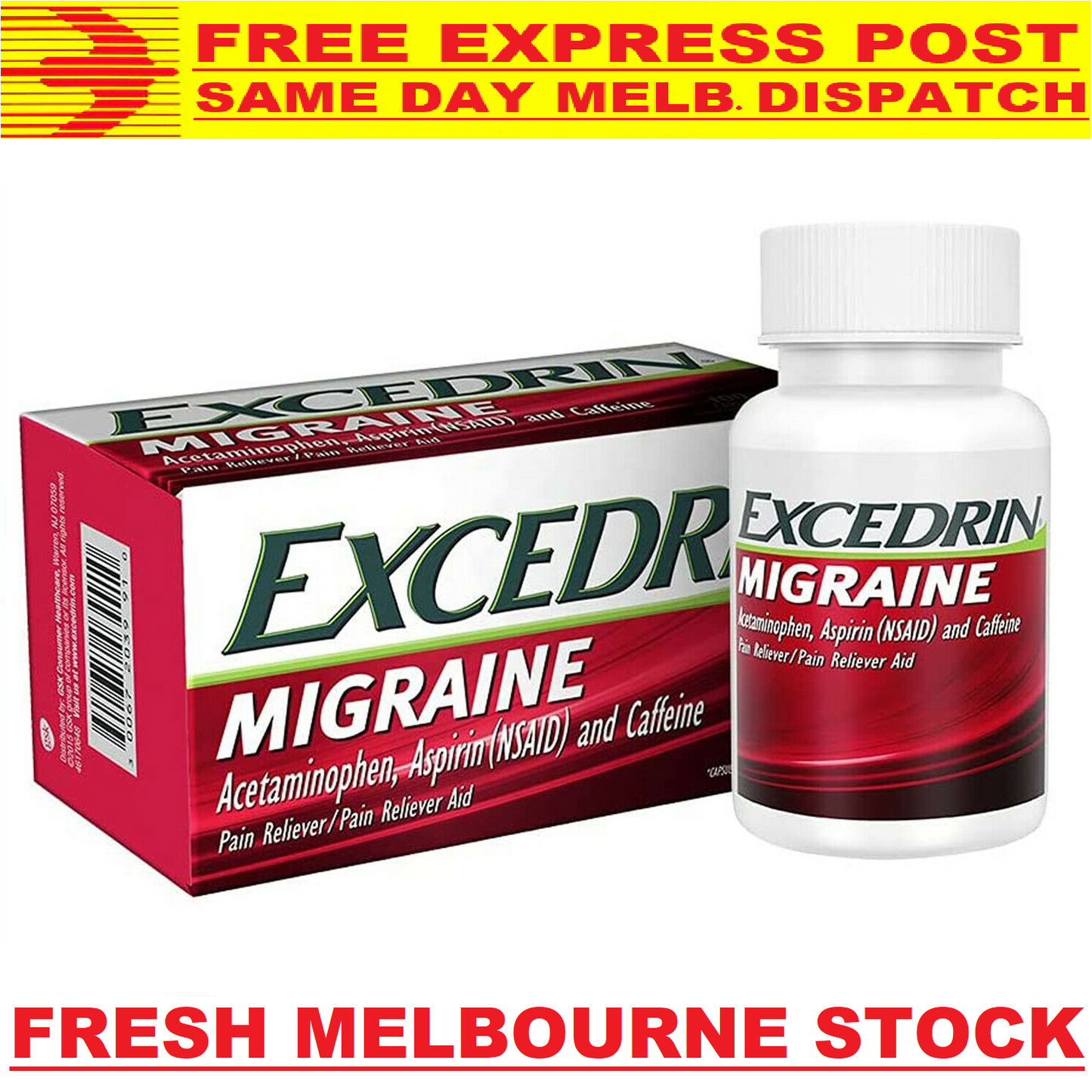 Excedrin Migraine 300 Tablets Headache Pain Reliever AU STOCK! FREE EXPRESS POST