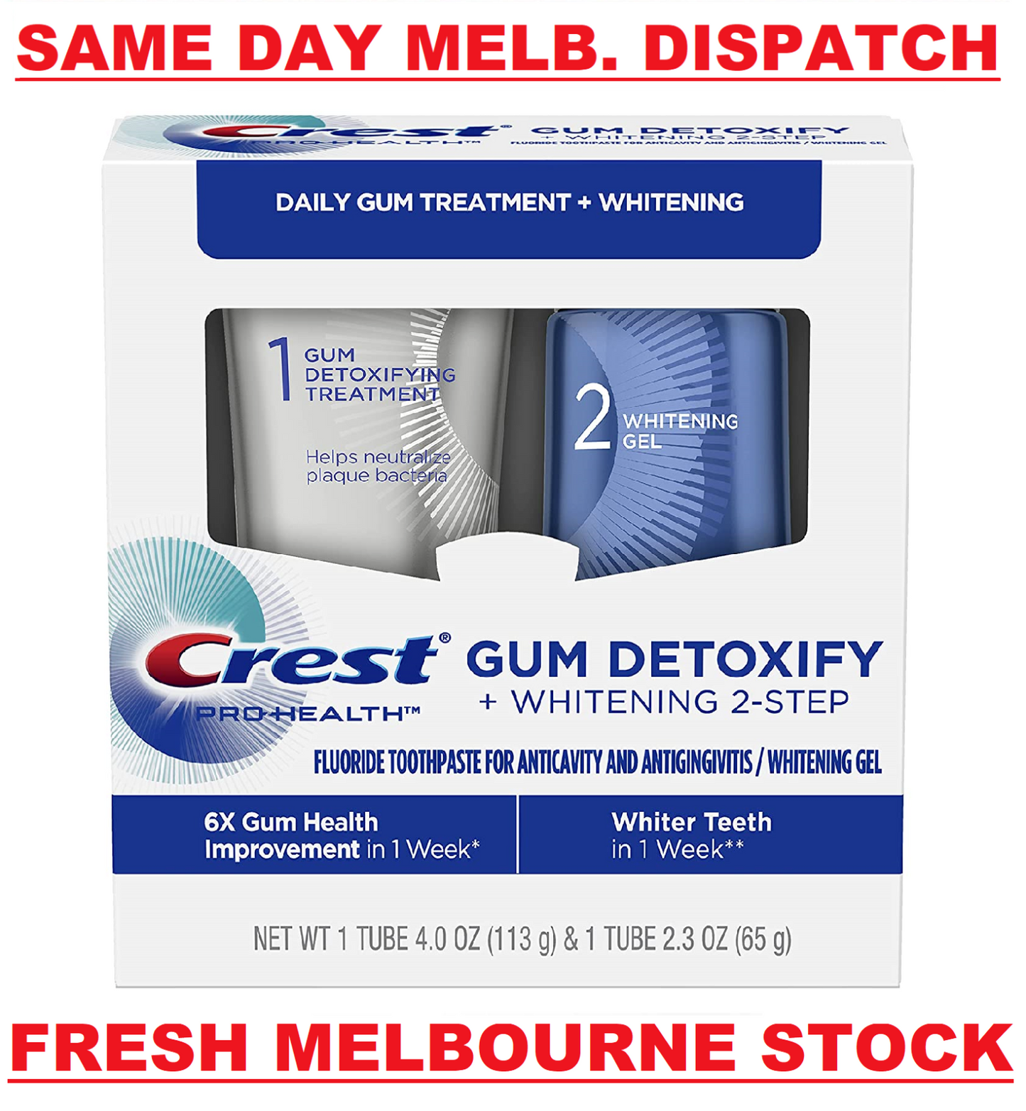 Crest Pro Health Gum Detoxify + Teeth Whitening Treatment 2-Step Toothpaste NEW