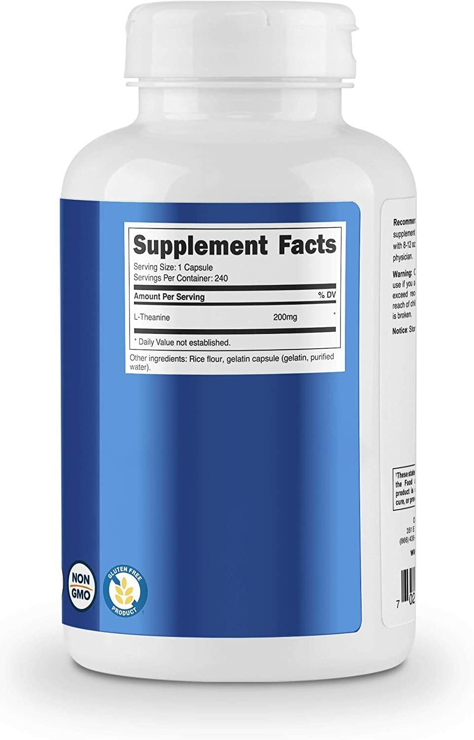 L-Theanine DOUBLE STRENGTH 200mg 240 Caps PREMIUM QUALITY - MELB STOCK FAST SHIP