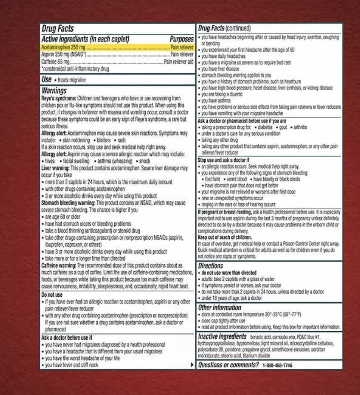 Excedrin Migraine 300 Tablets Headache Pain Reliever AU STOCK! FREE EXPRESS POST