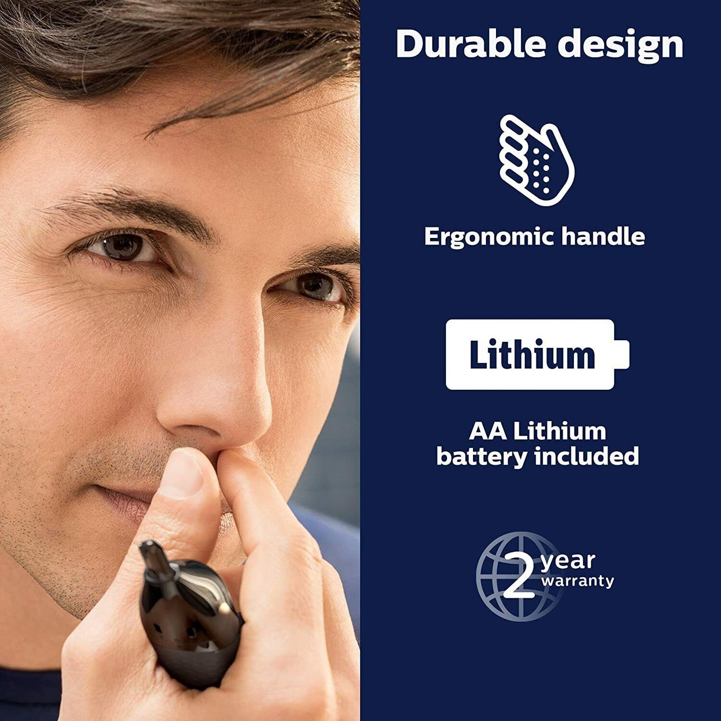 Philips NORELCO Nose Trimmer 3000 Battery Washable Ear + Brow Shaver NT3600/42