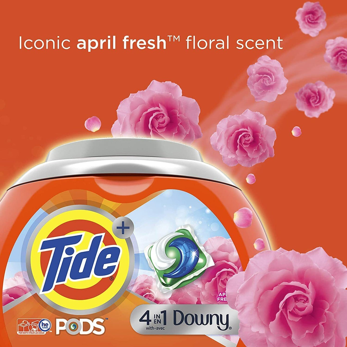 Tide PODS Laundry Detergent Liquid 73 Pacs Capsules April Fresh 4-in-1 Downy 2KG
