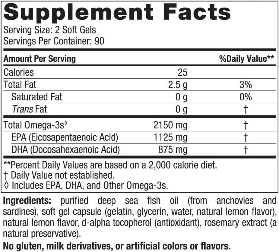 NORDIC NATURALS Ultimate Omega 2X 2150mg EPA/DHA Fish Oil - 180 Soft Gels Lemon