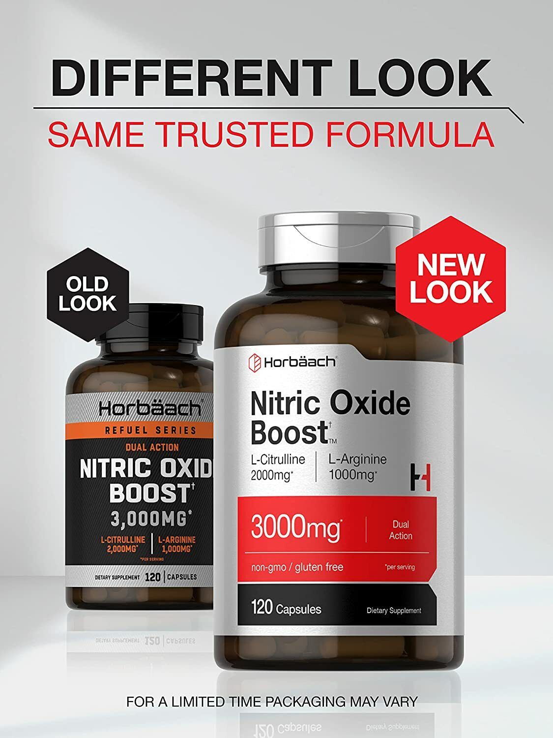 Nitric Oxide NO2 Booster 3000mg 120 Caps PRE-WORKOUT MUSCLE PUMP GROWTH Horbaach