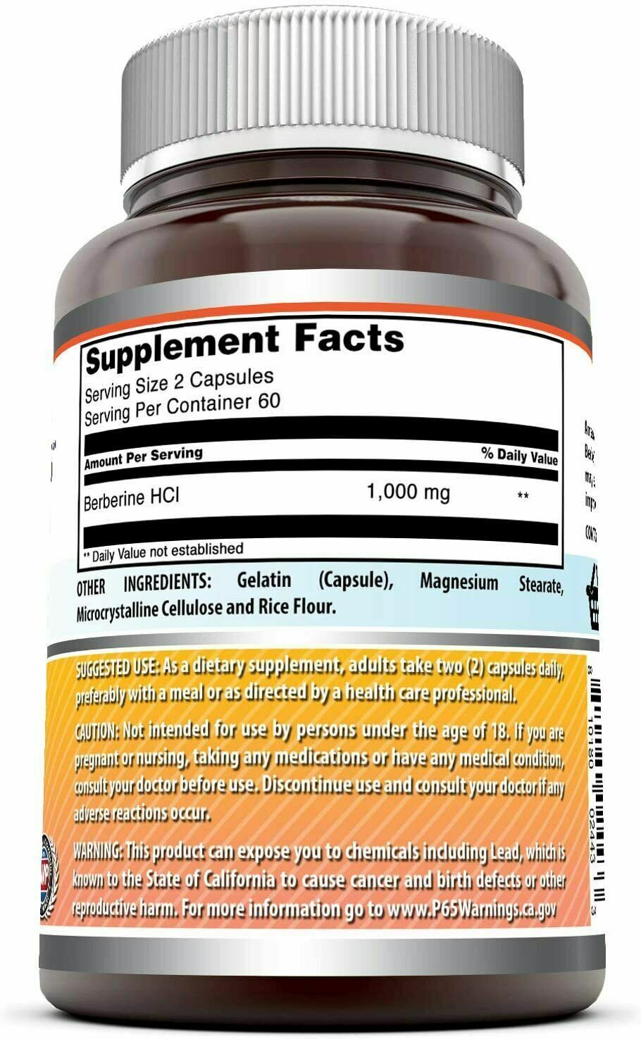 AMAZING FORMULAS BERBERINE HCl 1000mg Immune Function 120 Caps FREE EXPRESS POST