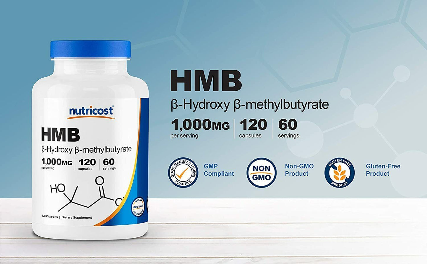 Nutricost HMB 1000mg 120 or 240 Caps MEGA VALUE Pack PREMIUM Quality MELB STOCK