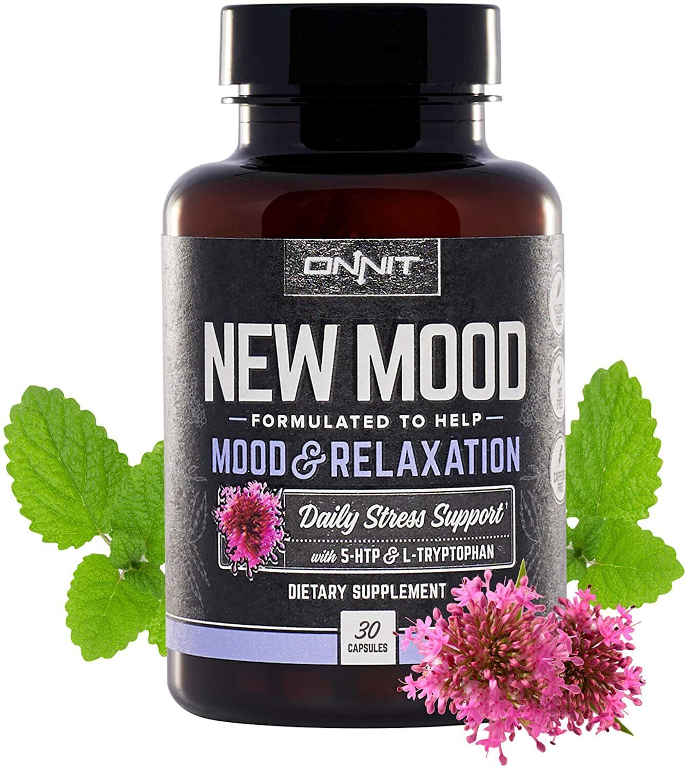 ONNIT New Mood 30 Caps, 5-HTP L-Tryptophan Relaxation Joe Rogan JRE VALUE SIZE